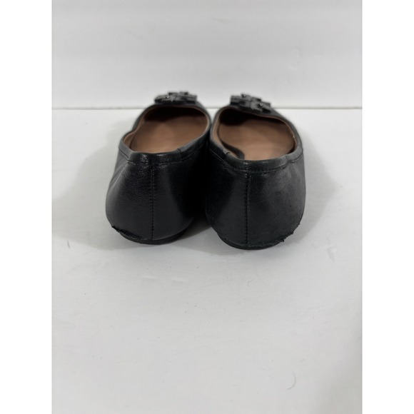 Tory Burch Black Lowell Leather Ballet Flats Embellished Logo Size 7 M - Picture 12 of 16